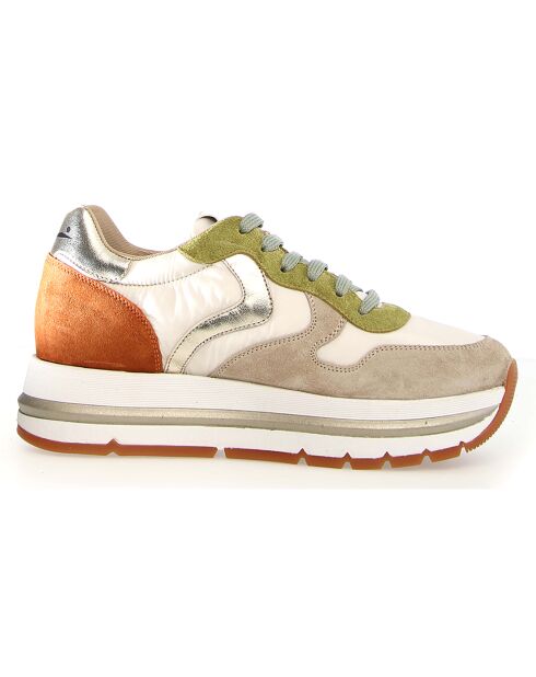 Baskets en Cuir Maran beige clair/orange foncé