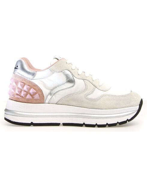 Baskets en Cuir Maran blanc/rose