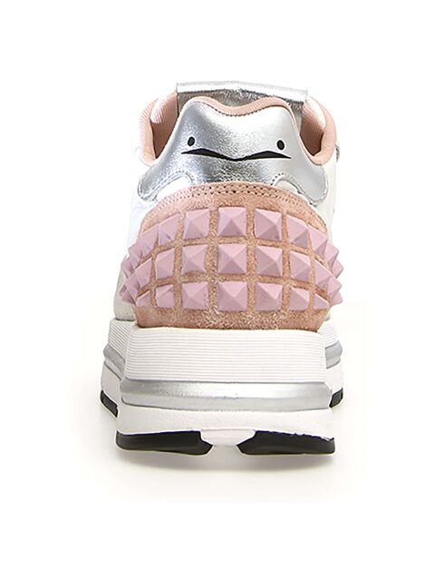 Baskets en Cuir Maran blanc/rose