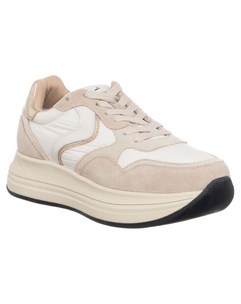 Baskets en Cuir Melany beige clair/blanc