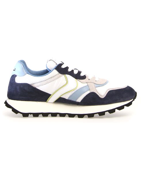 Baskets en Cuir Qwark indigo/blanc