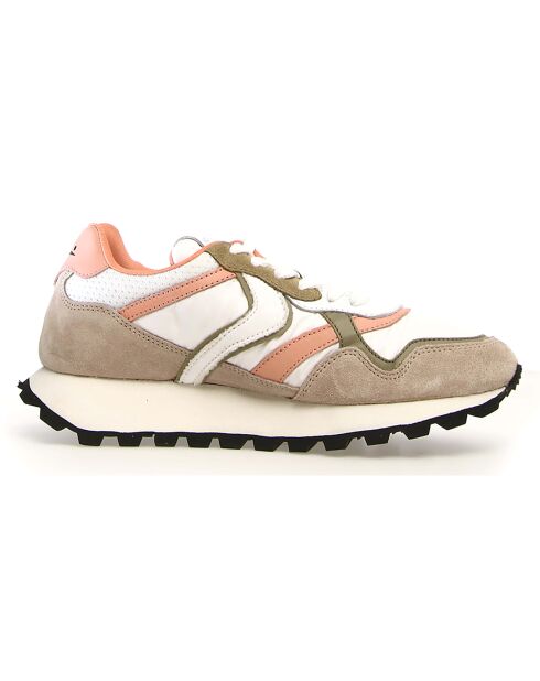 Baskets en Cuir Qwark beige/blanc/pierre