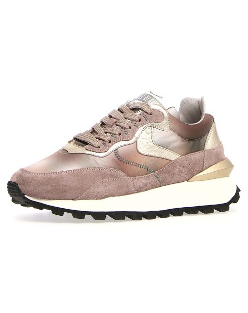 Baskets en Cuir Qwark rose ancien/beige