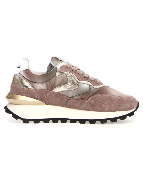 Baskets en Cuir Qwark rose ancien/beige