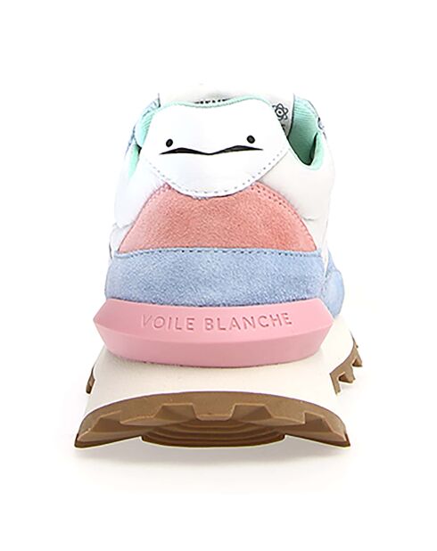 Baskets en Cuir Qwark bleu ciel/blanc/chair