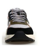 Baskets en Cuir Shine noir/gris/sauge