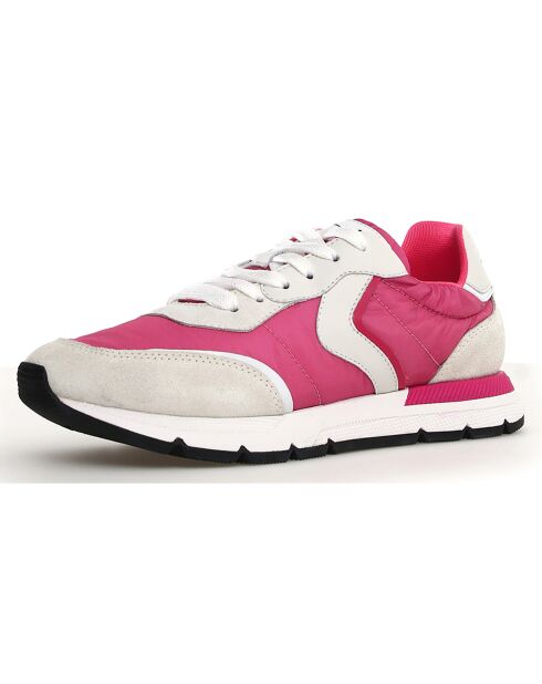 Baskets en Cuir Storm blanc/fuchsia