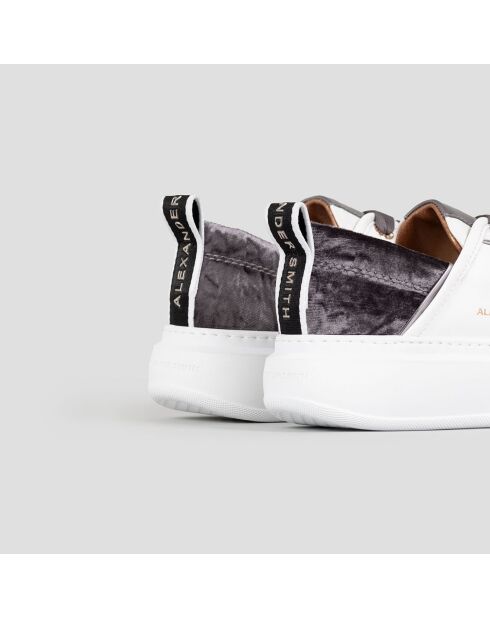 Baskets en Cuir Wembley blanc/gris foncé