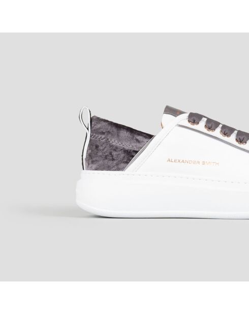 Baskets en Cuir Wembley blanc/gris foncé