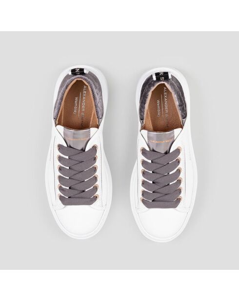 Baskets en Cuir Wembley blanc/gris foncé