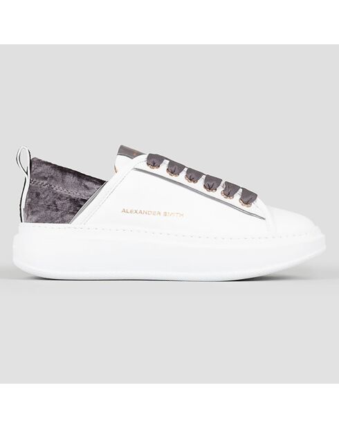 Baskets en Cuir Wembley blanc/gris foncé