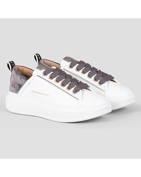 Baskets en Cuir Wembley blanc/gris foncé
