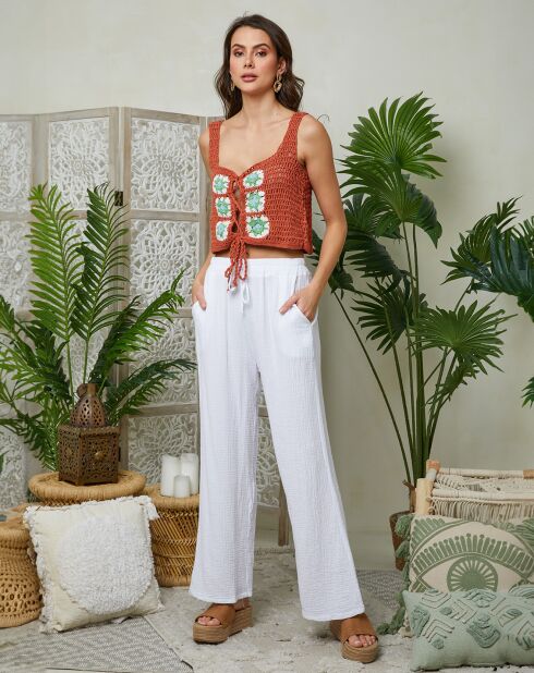 Louise weiße Hose aus 100% Leinen