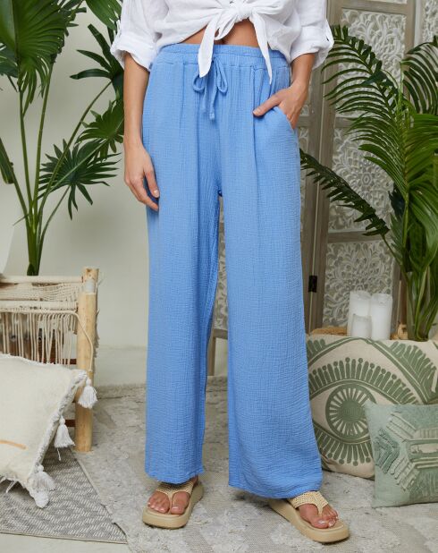 Louise indigo broek van 100% linnen