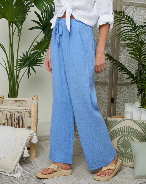 Louise indigo broek van 100% linnen