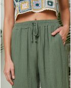Pantalon 100% Lin Louise kaki