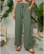 Pantalon 100% Lin Louise kaki