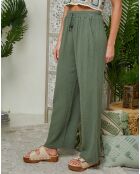 Pantalon 100% Lin Louise kaki