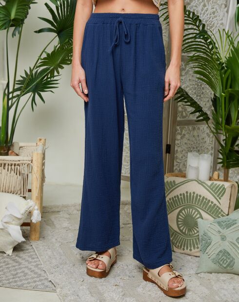 Hose Louise Marine aus 100% Leinen