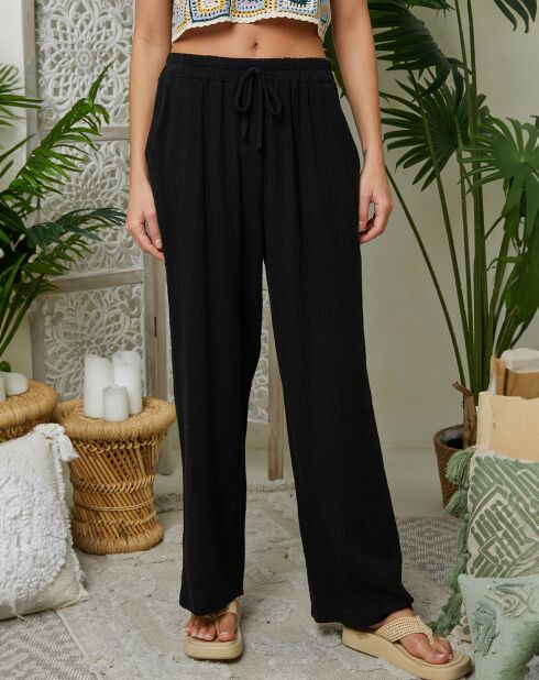 Louise zwarte broek van 100% linnen