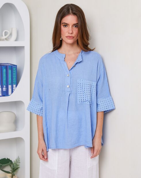 Top Nell indigo 100% lino