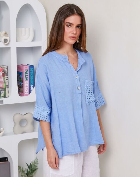 Top Nell indigo 100% lino