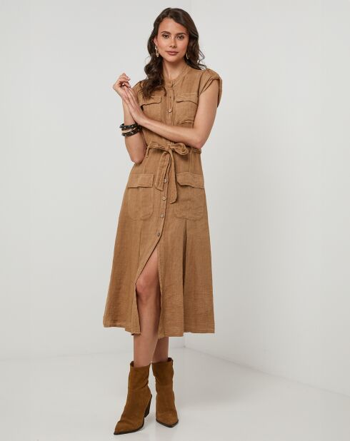 Vestido Perrine camel 100% lino