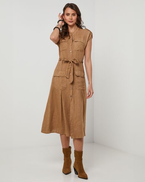 Vestido Perrine camel 100% lino