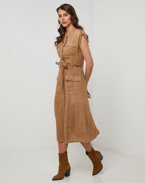 Vestido Perrine camel 100% lino