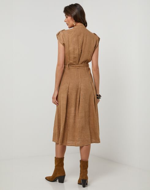 Vestido Perrine camel 100% lino