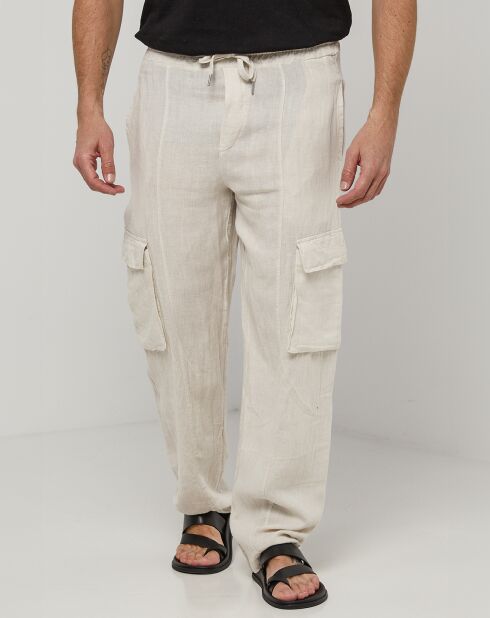Pantaloni Armand beige 100% lino