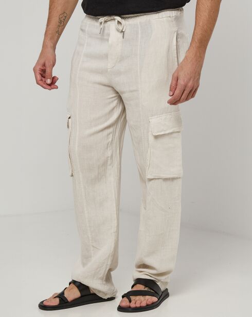 Pantaloni Armand beige 100% lino