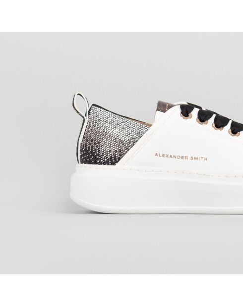 Baskets en Cuir Wembley blanc/noir/argenté