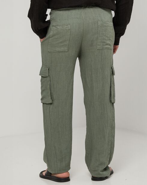 Pantaloni Armand khaki 100% lino