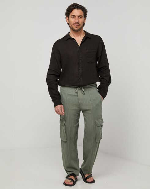 Pantaloni Armand khaki 100% lino