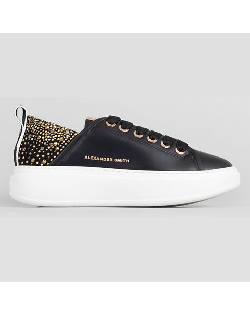Zwart/gouden leren sneakers van Wembley