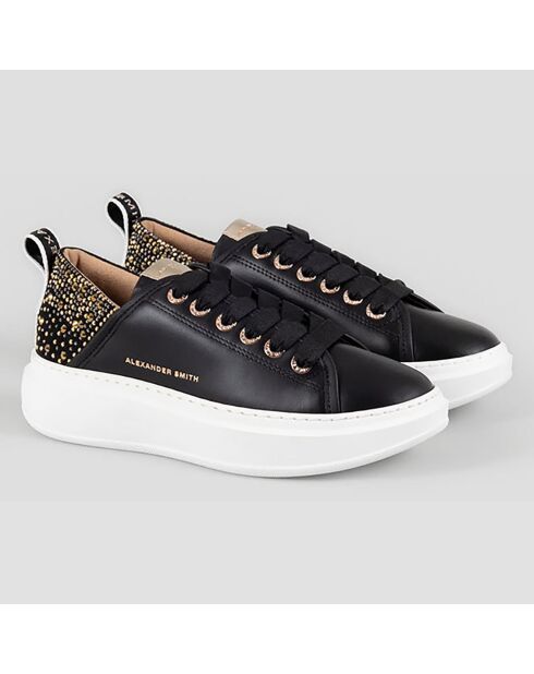 Zwart/gouden leren sneakers van Wembley