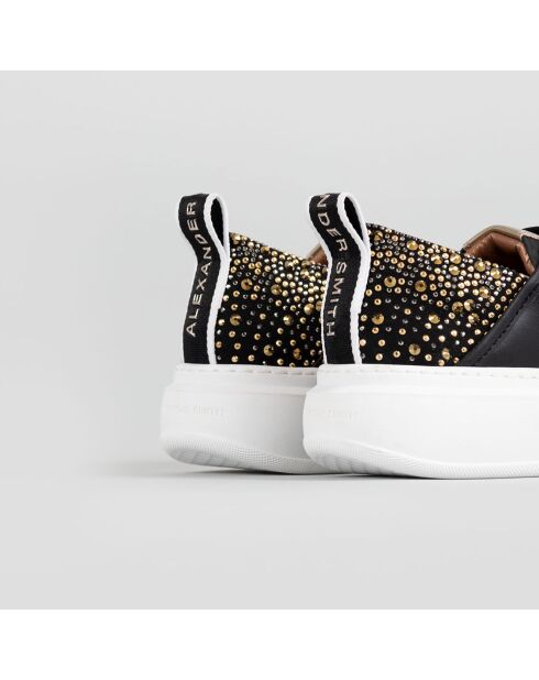 Zwart/gouden leren sneakers van Wembley