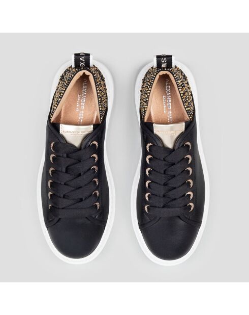 Zwart/gouden leren sneakers van Wembley