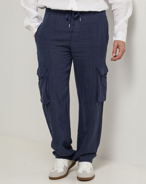 Pantalon 100% Lin Armand marine