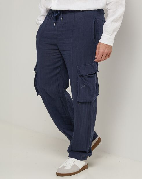 Pantalon 100% Lin Armand marine