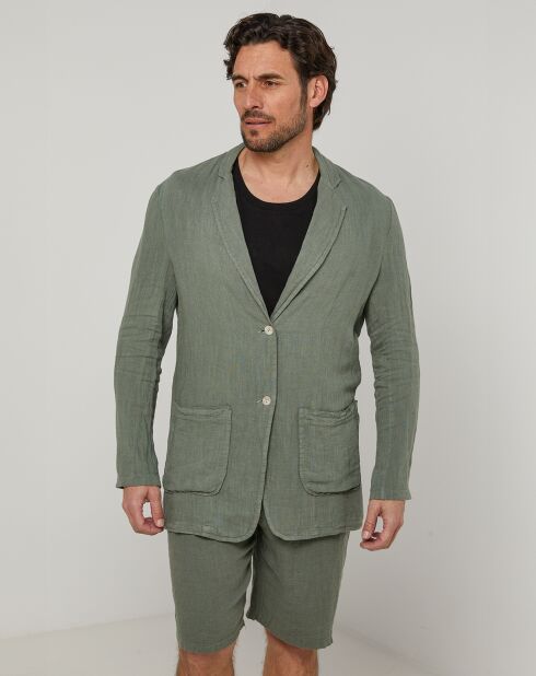 Pierre khaki jas van 100% linnen