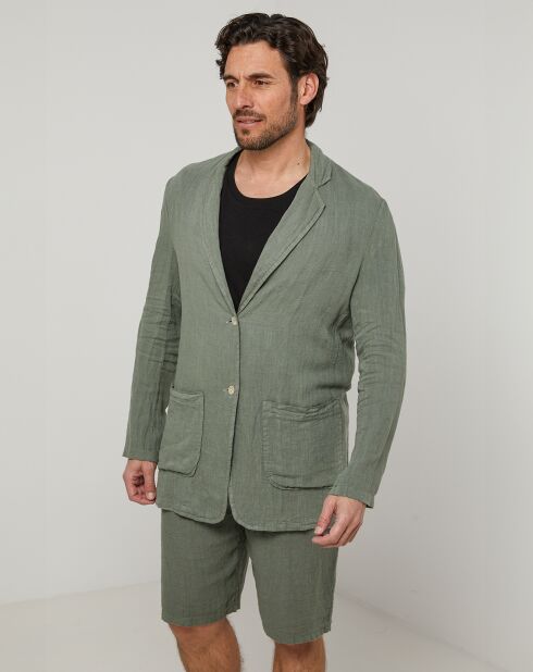 Pierre khaki jas van 100% linnen