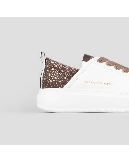 Baskets en Cuir Wembley blanc/bronze