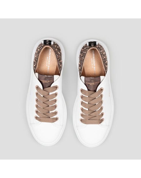 Baskets en Cuir Wembley blanc/bronze