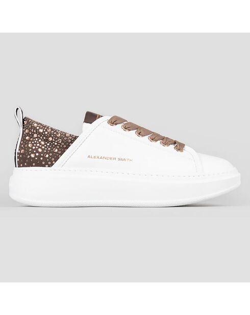Baskets en Cuir Wembley blanc/bronze