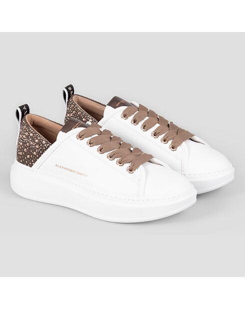 Baskets en Cuir Wembley blanc/bronze