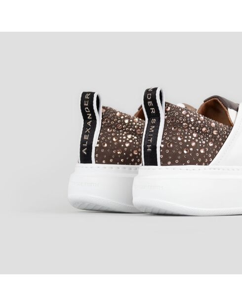 Baskets en Cuir Wembley blanc/bronze
