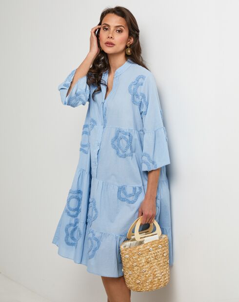 Robe Chemise 100% Lin Anna ciel