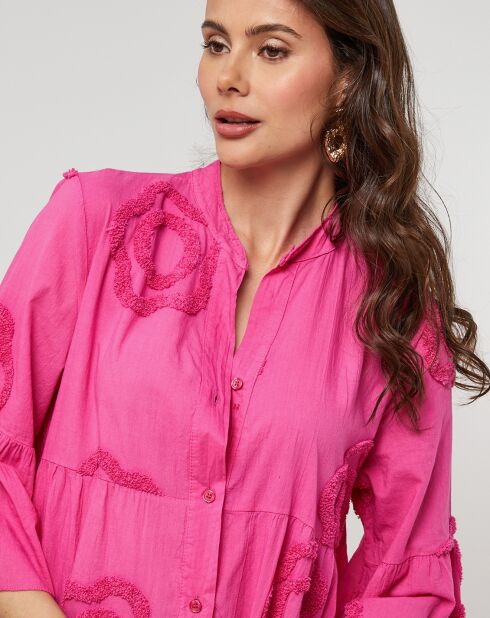 Anna fushia hemdjurk van 100% linnen